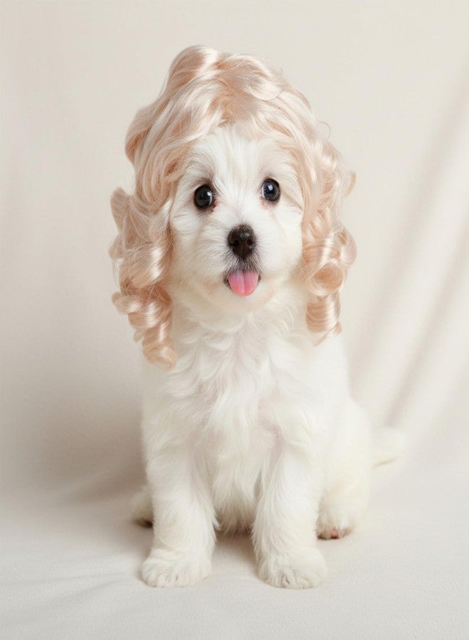 Elegaperma Dog Wigs, Funny Dog Wig Blonde, Adjustable Elastic Bands Wig for Dogs, Blonde Dogs Wigs for Pet Costume Puppy Cat Cosplay Decoration for Small Medium and Large Pets - Image 3